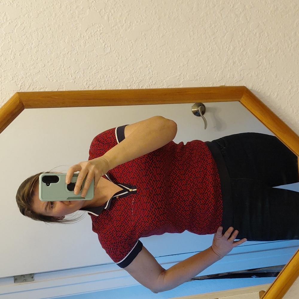 Tommy Hilfiger Womans Adaptive Red Polo Large